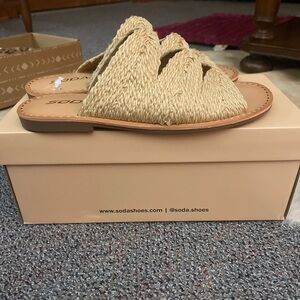 Soda Women's Woven Tan Sandals